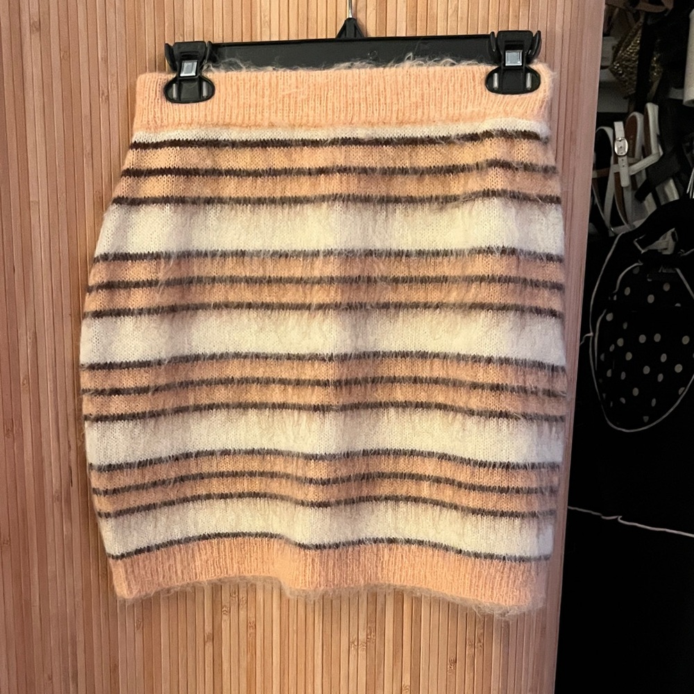 Boheme Striped Peach and Cream Mini Skirt